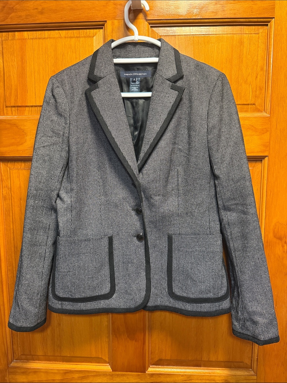 French Connection Gray Blazer with Black Trim